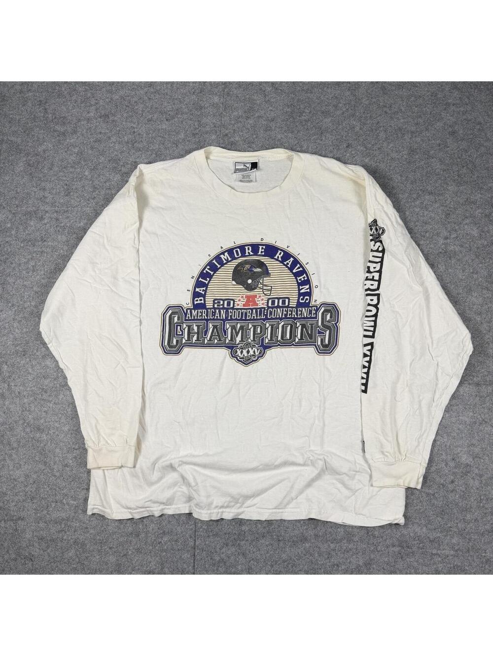 Vintage 1999-2000 NFL Baltimore Ravens NFL Super Bowl Long Sleeve Shirt Size XL